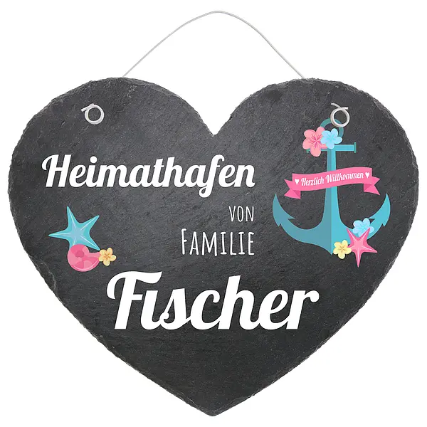 Bild von   tuerschild in herzform aus schjpg | Individuelle 🎁 persönliche 🎁 personalisierte Geschenke bedruckt ▪ bestickt ▪ graviert
