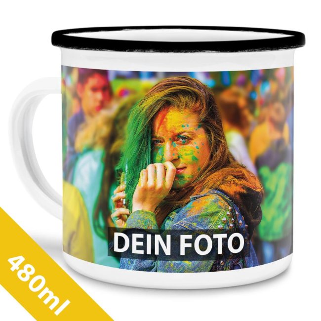 Bild von   grosse emailletasse weiss randjpg | Individuelle 🎁 persönliche 🎁 personalisierte Geschenke bedruckt ▪ bestickt ▪ graviert