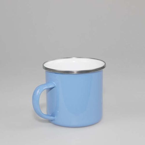 Emailletasse blau Rand silber