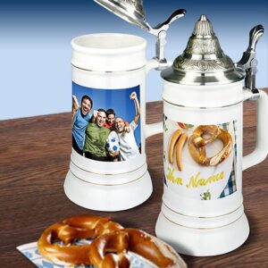 Ständerkrug mit Zinndeckel - Bierkrug mit Foto