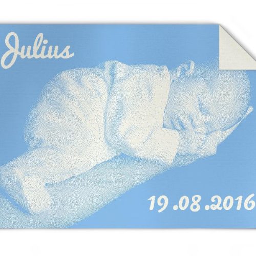 Baby Strickdecke mit Name und Foto