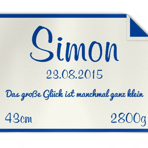 Babydecke mit Name und Datum