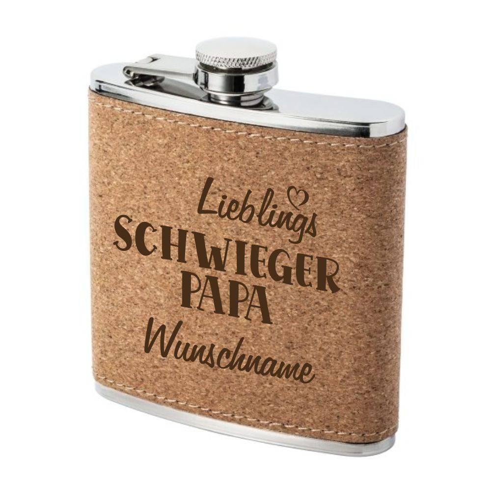 Bild von   flachmann kork mit gravur liebjpg | Individuelle 🎁 persönliche 🎁 personalisierte Geschenke bedruckt ▪ bestickt ▪ graviert