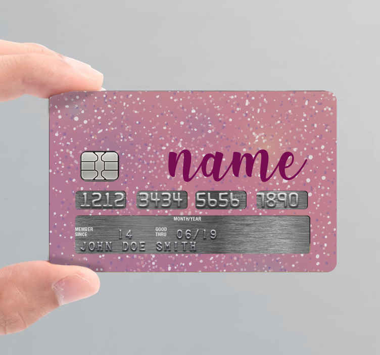 Kreditkarten Sticker Personalisiertes glitzerrosa  Individuelle 🎁  persönliche 🎁 personalisierte Geschenke bedruckt ▫ bestickt ▫ graviert