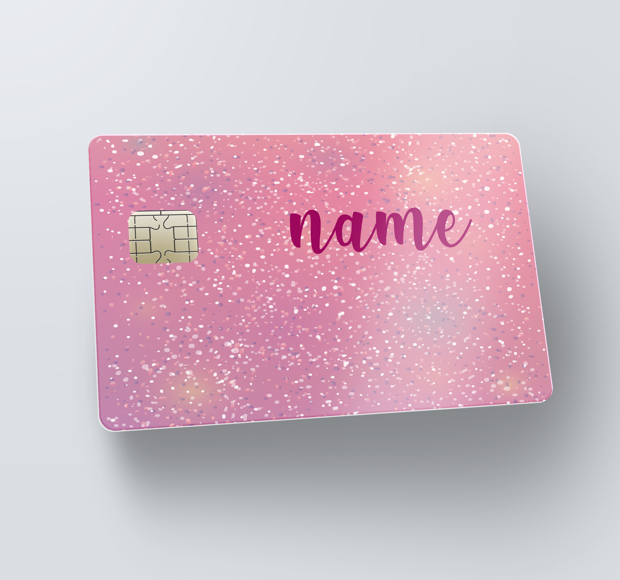 Kreditkarten Sticker Personalisiertes glitzerrosa  Individuelle 🎁  persönliche 🎁 personalisierte Geschenke bedruckt ▫ bestickt ▫ graviert