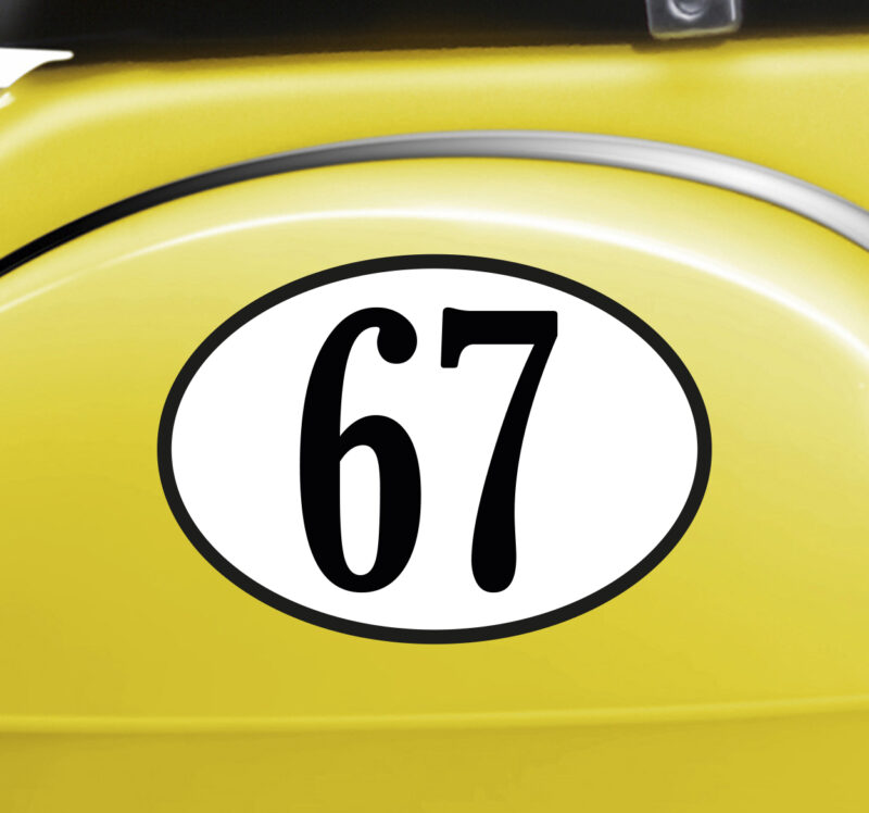 Bild von   auto aufkleber nummer oval perjpg | Individuelle 🎁 persönliche 🎁 personalisierte Geschenke bedruckt ▪ bestickt ▪ graviert