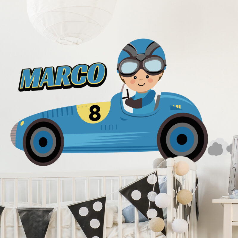 Bild von   wandtattoo kind rennfahrer perjpg | Individuelle 🎁 persönliche 🎁 personalisierte Geschenke bedruckt ▪ bestickt ▪ graviert