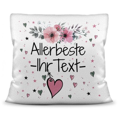 Kissen inkl. Kissenfllung mit Spruch - Allerbeste Ihr WUNSCHNAME rosa - Kissen Polyester - Wei flauschig