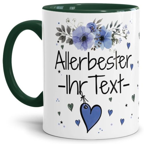 Namenstasse mit WUNSCHNAME männlich - Allerbester -NAME- Innen & Henkel Dunkelgrün