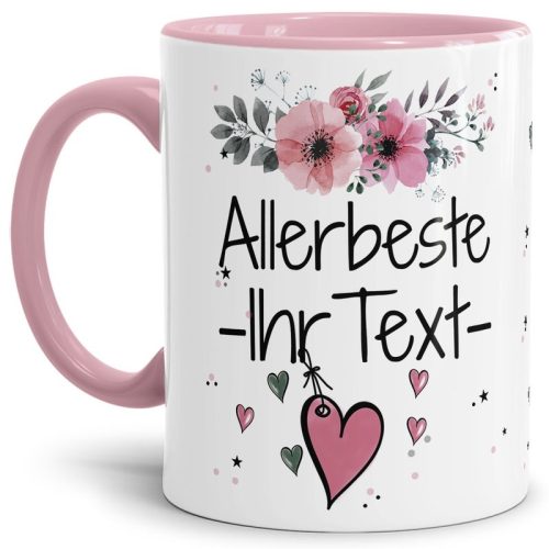 Namenstasse mit WUNSCHNAME weiblich - Allerbeste -NAME- Innen & Henkel Rosa