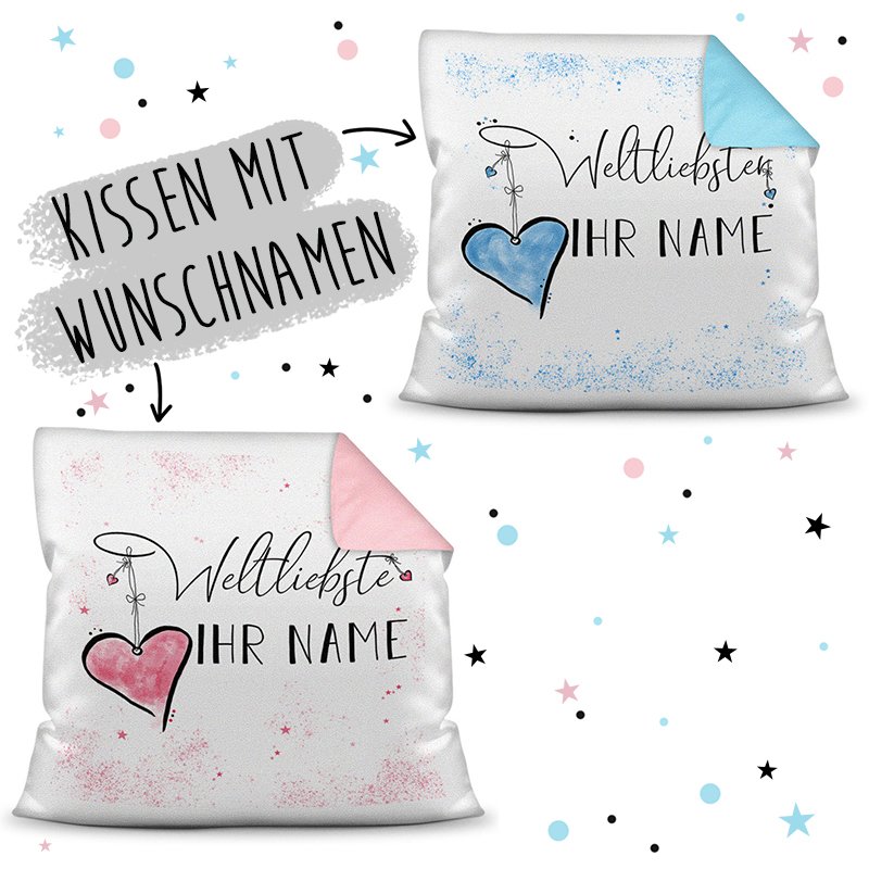 Bild von   namenskissen mit wunschname frjpg | Individuelle 🎁 persönliche 🎁 personalisierte Geschenke bedruckt ▪ bestickt ▪ graviert