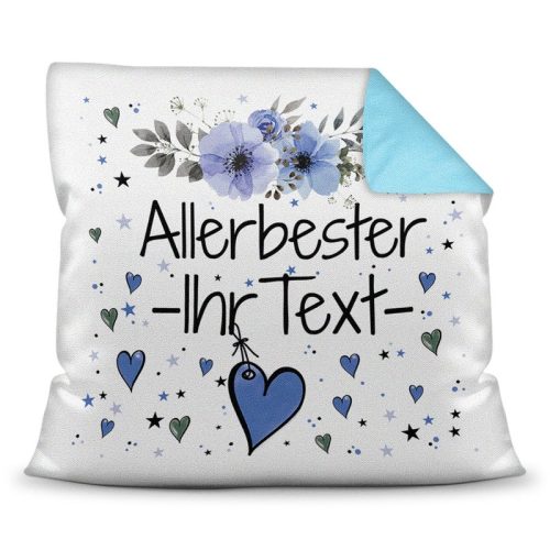 Kissen mit WUNSCHNAME männlich - Allerbester -NAME- Farbkissen Rückseite Hellblau