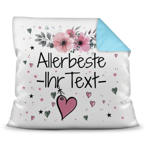 Kissen mit WUNSCHNAME weiblich - Allerbeste -NAME- Farbkissen Rückseite Hellblau