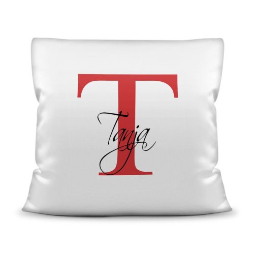 Namenskissen mit WUNSCHNAME und Anfangsbuchstabe - inkl. Kissenfllung Rot