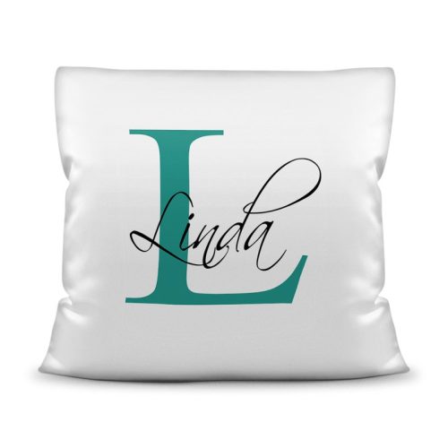 Namenskissen mit WUNSCHNAME und Anfangsbuchstabe - inkl. Kissenfllung Türkis