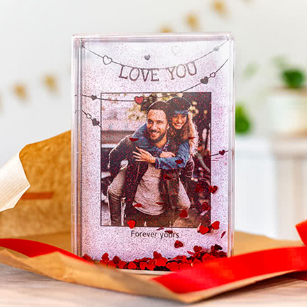 Bild von   schuettelrahmen mit glitzerhergif | Individuelle 🎁 persönliche 🎁 personalisierte Geschenke bedruckt ▪ bestickt ▪ graviert