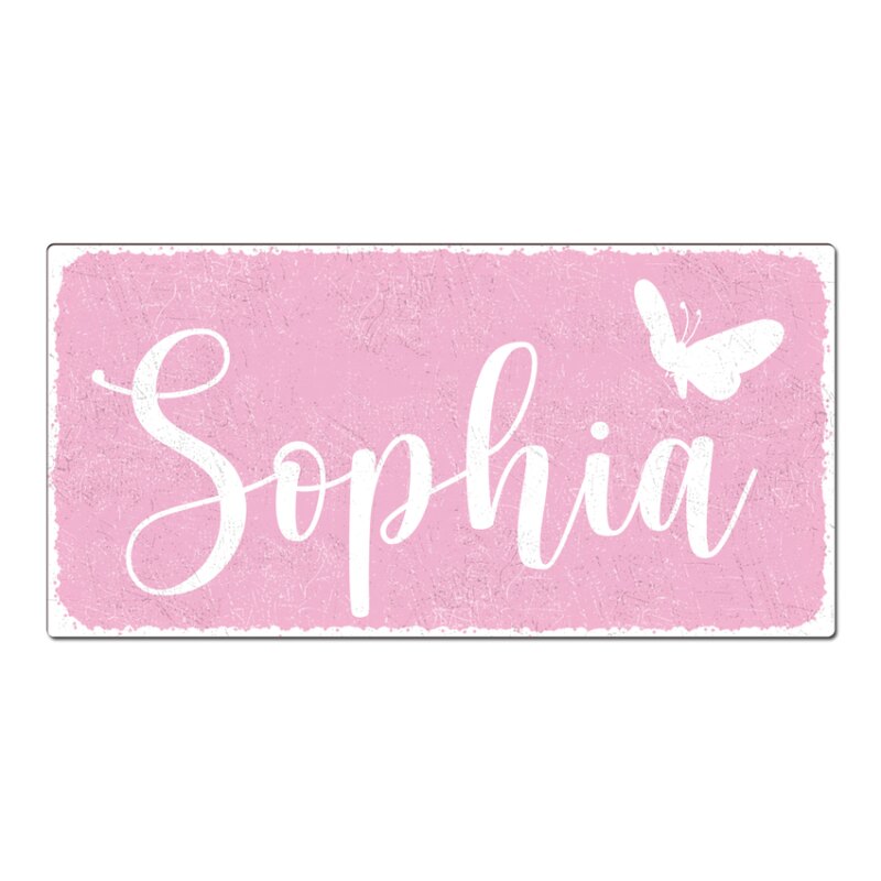 Schild im Vintage Stil mit Wunschnamen rosa 200 x 100mm