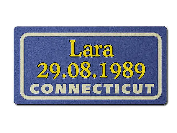 Bild von   connecticut usa nummernschildjpg | Individuelle 🎁 persönliche 🎁 personalisierte Geschenke bedruckt ▪ bestickt ▪ graviert