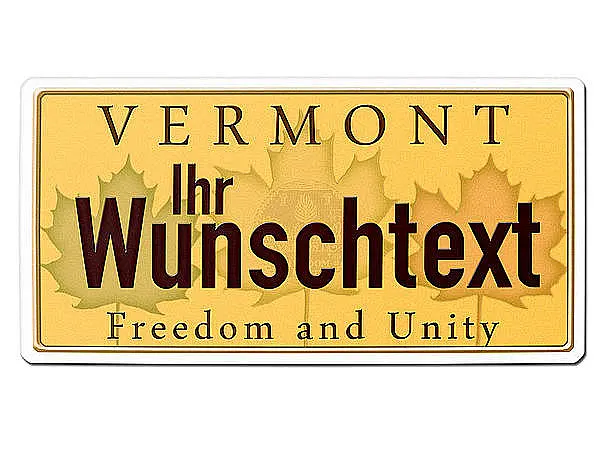 Bild von   vermont usa pkw kennzeichen mijpg | Individuelle 🎁 persönliche 🎁 personalisierte Geschenke bedruckt ▪ bestickt ▪ graviert