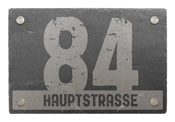 Bild von   hausnummer aus schiefer mit wujpg | Individuelle 🎁 persönliche 🎁 personalisierte Geschenke bedruckt ▪ bestickt ▪ graviert