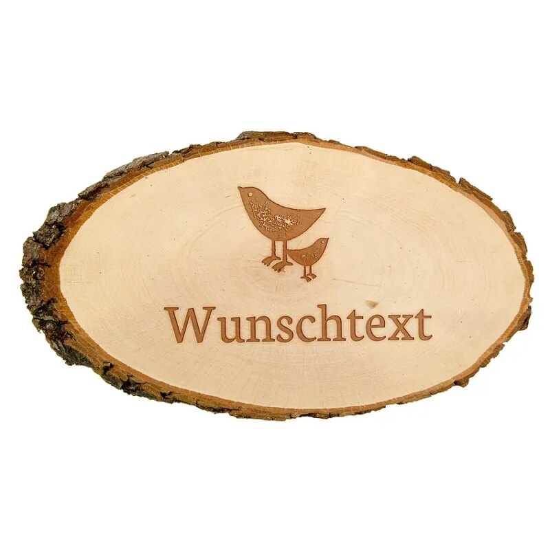 Bild von   holzrindenschild oval mit wunsjpg | Individuelle 🎁 persönliche 🎁 personalisierte Geschenke bedruckt ▪ bestickt ▪ graviert
