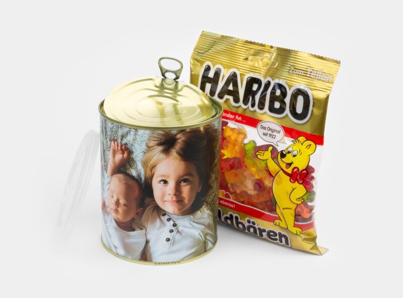 Bild von   suessigkeitendose mit fotojpg | Individuelle 🎁 persönliche 🎁 personalisierte Geschenke bedruckt ▪ bestickt ▪ graviert