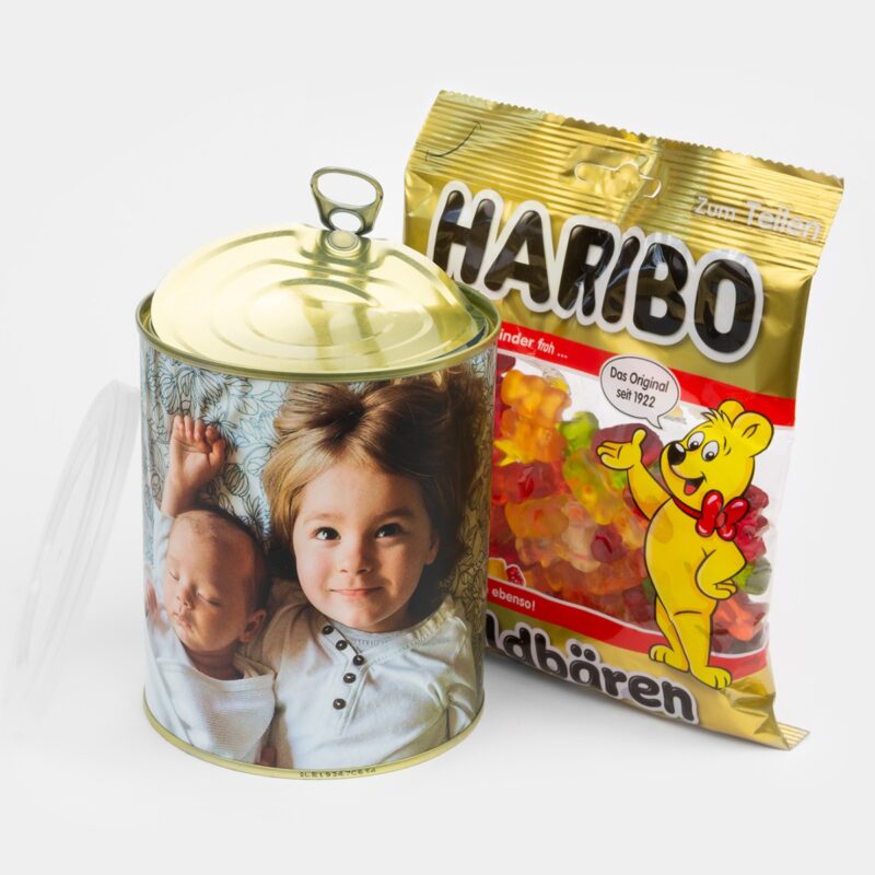 Bild von   suessigkeitendose mit fotojpg | Individuelle 🎁 persönliche 🎁 personalisierte Geschenke bedruckt ▪ bestickt ▪ graviert