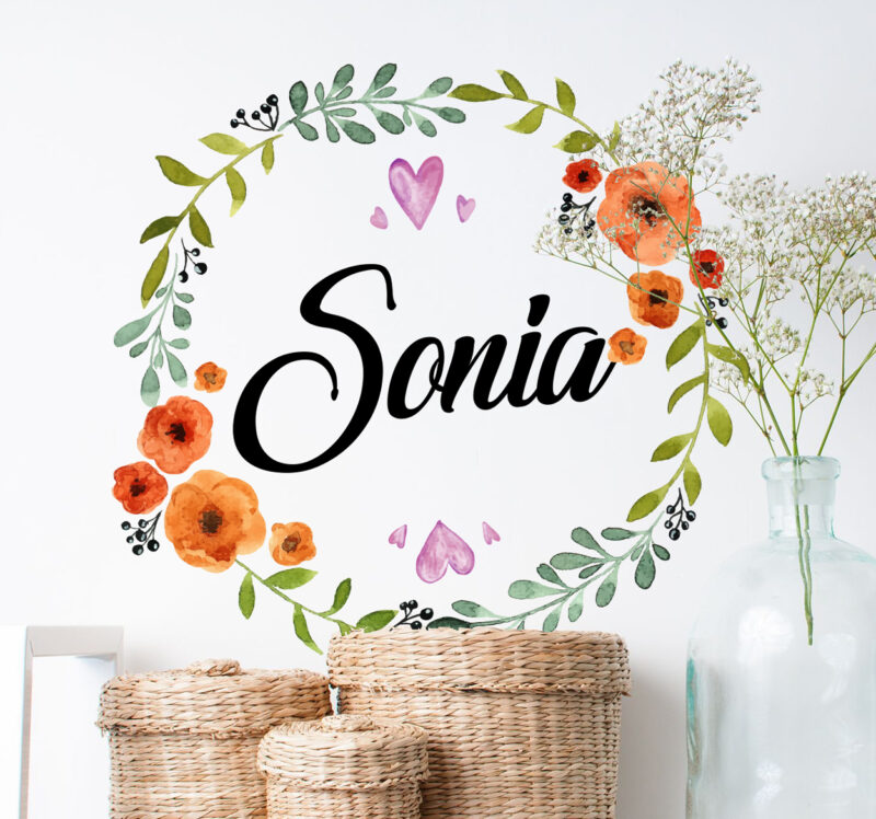 Bild von   wandtattoo blumenkranz mit namjpg | Individuelle 🎁 persönliche 🎁 personalisierte Geschenke bedruckt ▪ bestickt ▪ graviert