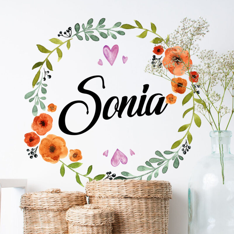 Bild von   wandtattoo blumenkranz mit namjpg | Individuelle 🎁 persönliche 🎁 personalisierte Geschenke bedruckt ▪ bestickt ▪ graviert