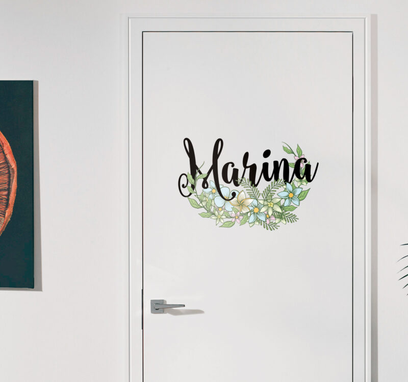 Bild von   aufkleber blumen mit namenjpg | Individuelle 🎁 persönliche 🎁 personalisierte Geschenke bedruckt ▪ bestickt ▪ graviert