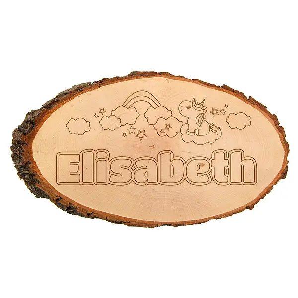 Bild von   ovale rindenscheibe mit name ujpg | Individuelle 🎁 persönliche 🎁 personalisierte Geschenke bedruckt ▪ bestickt ▪ graviert