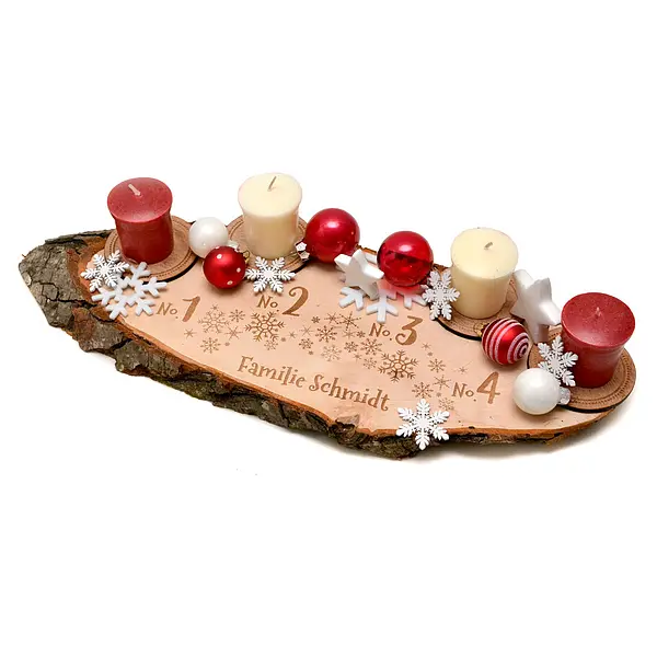 Bild von   moderner adventskranz mit schnjpg | Individuelle 🎁 persönliche 🎁 personalisierte Geschenke bedruckt ▪ bestickt ▪ graviert