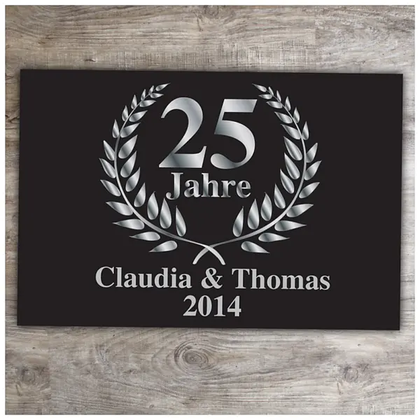 Bild von   fussmatte zur silbernen hochzejpg | Individuelle 🎁 persönliche 🎁 personalisierte Geschenke bedruckt ▪ bestickt ▪ graviert