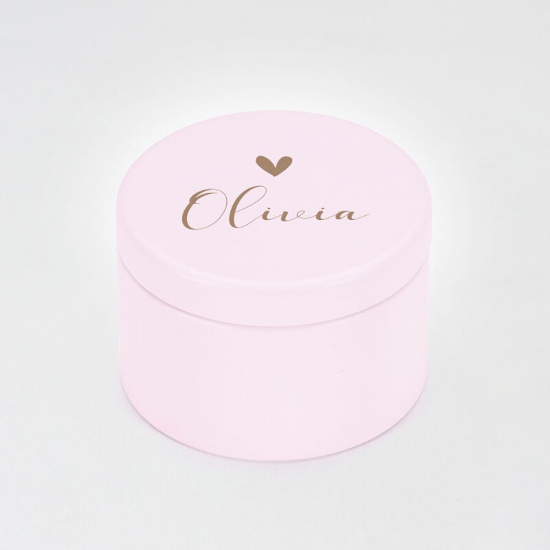 Bild von   rosa metalldose zur geburt mitjpg | Individuelle 🎁 persönliche 🎁 personalisierte Geschenke bedruckt ▪ bestickt ▪ graviert
