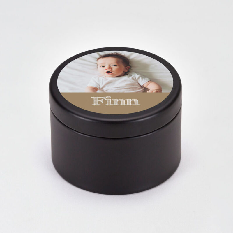 Bild von   schwarze metalldose zur geburtjpg | Individuelle 🎁 persönliche 🎁 personalisierte Geschenke bedruckt ▪ bestickt ▪ graviert