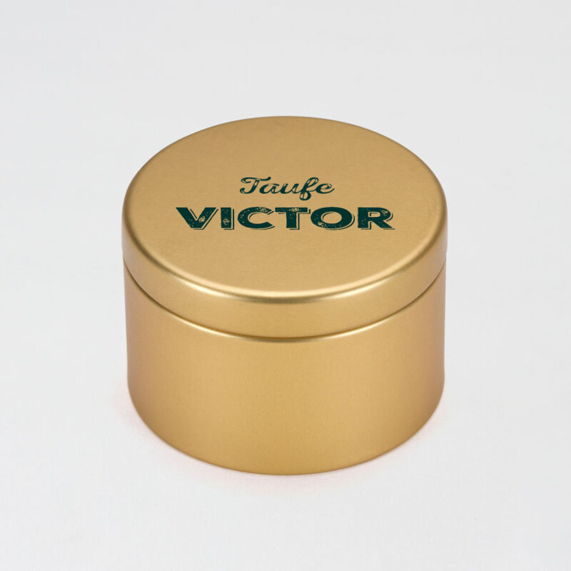 Bild von   goldene metalldose zur taufe mjpg | Individuelle 🎁 persönliche 🎁 personalisierte Geschenke bedruckt ▪ bestickt ▪ graviert