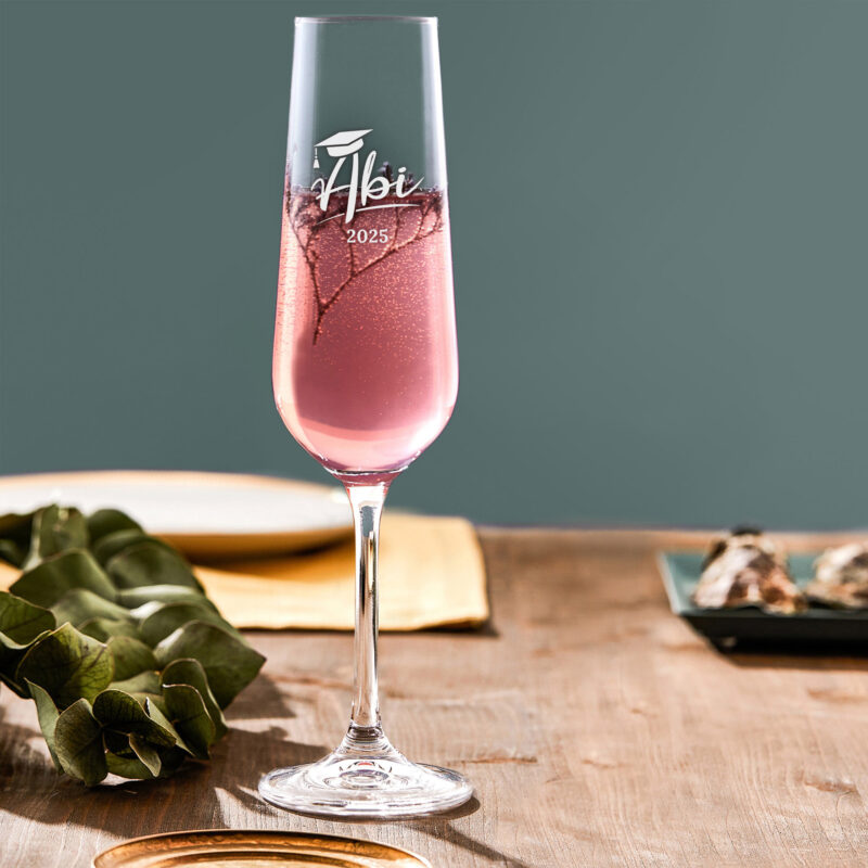 Bild von   sektglas mit gravur zum abiturjpg | Individuelle 🎁 persönliche 🎁 personalisierte Geschenke bedruckt ▪ bestickt ▪ graviert