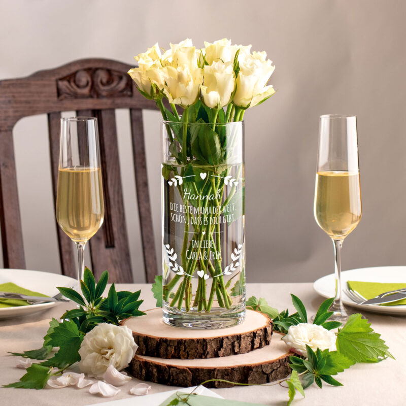 Bild von   runde vase mit gravur fuer diejpg | Individuelle 🎁 persönliche 🎁 personalisierte Geschenke bedruckt ▪ bestickt ▪ graviert