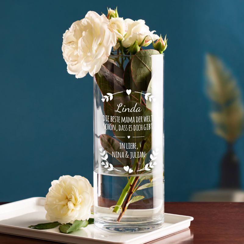 Bild von   runde vase mit gravur fuer diejpg | Individuelle 🎁 persönliche 🎁 personalisierte Geschenke bedruckt ▪ bestickt ▪ graviert