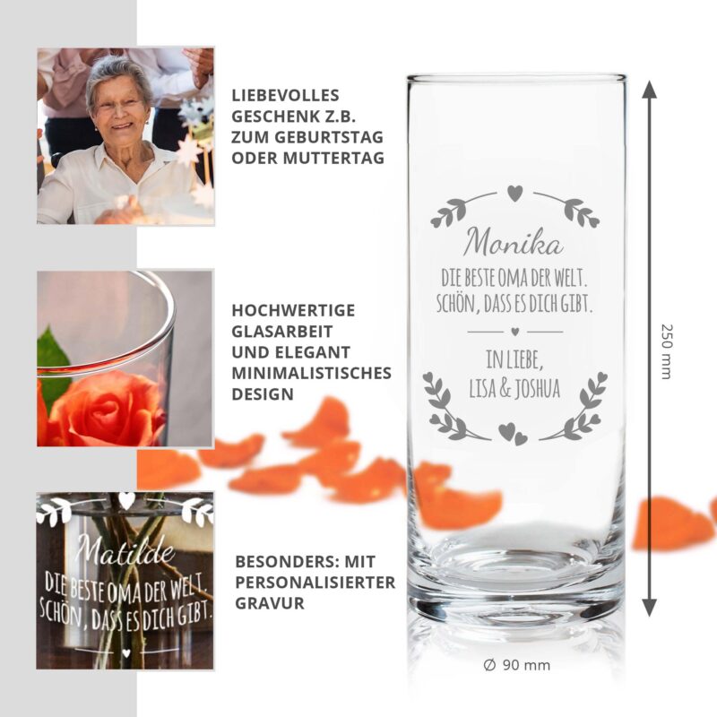 Bild von   runde vase mit gravur fuer diejpg | Individuelle 🎁 persönliche 🎁 personalisierte Geschenke bedruckt ▪ bestickt ▪ graviert