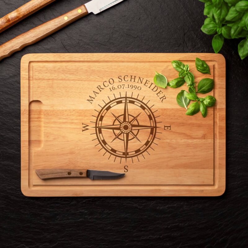 Bild von   schneidebrett kompass persjpg | Individuelle 🎁 persönliche 🎁 personalisierte Geschenke bedruckt ▪ bestickt ▪ graviert