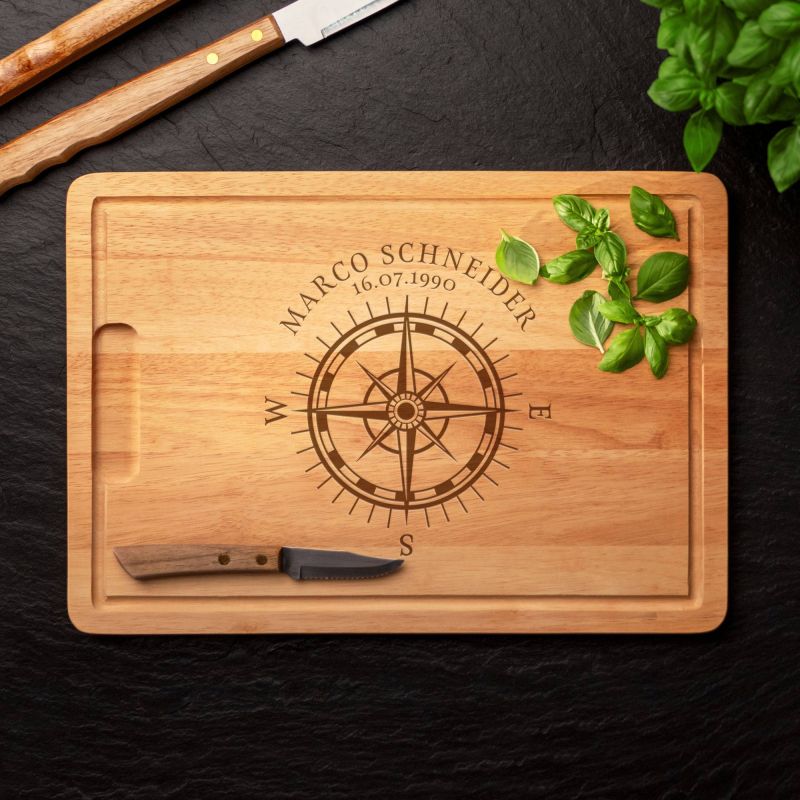 Bild von   schneidebrett kompass persjpg | Individuelle 🎁 persönliche 🎁 personalisierte Geschenke bedruckt ▪ bestickt ▪ graviert