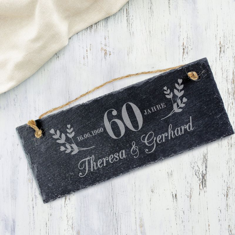 Bild von   schieferschild mit gravur dijpg | Individuelle 🎁 persönliche 🎁 personalisierte Geschenke bedruckt ▪ bestickt ▪ graviert