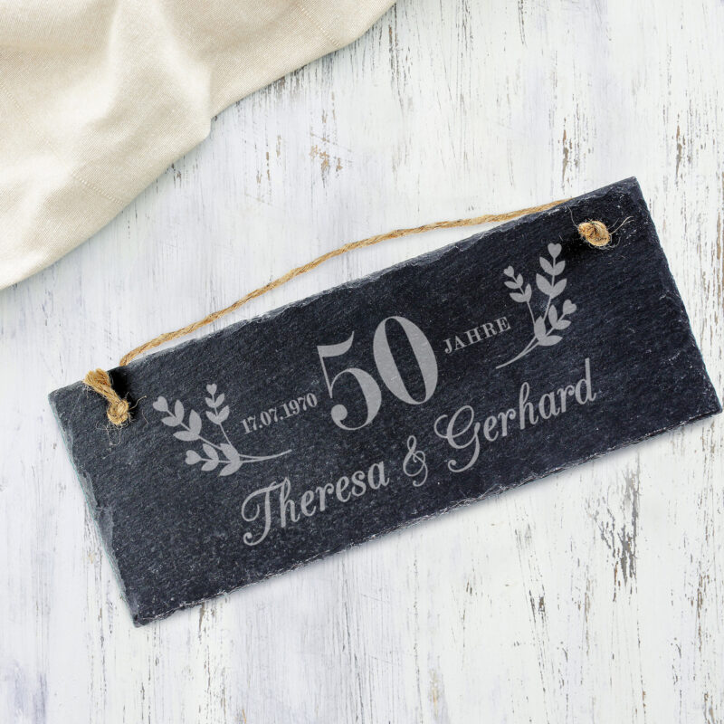Bild von   schieferschild mit gravur gojpg | Individuelle 🎁 persönliche 🎁 personalisierte Geschenke bedruckt ▪ bestickt ▪ graviert