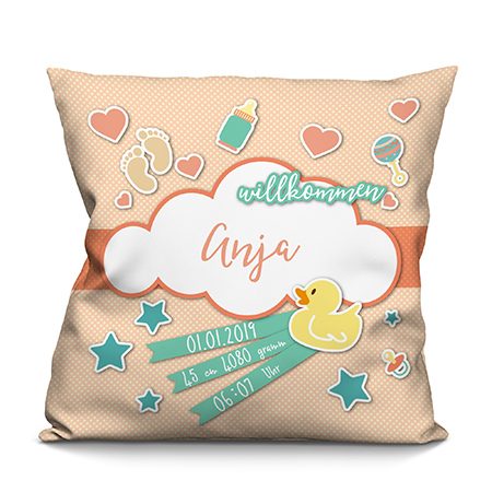 Bild von   geburtskissen babykissen mitjpg | Individuelle 🎁 persönliche 🎁 personalisierte Geschenke bedruckt ▪ bestickt ▪ graviert