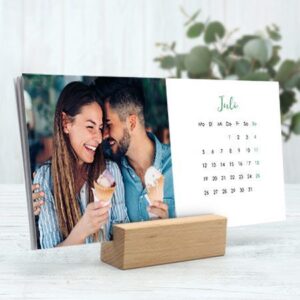 Tischkalender mit Holzfuß selbst gestalten mit eigenem Foto