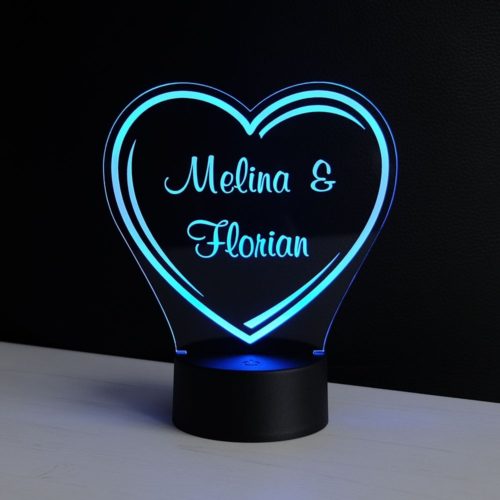 LED-Deko-Licht Herz mit Namensgravur