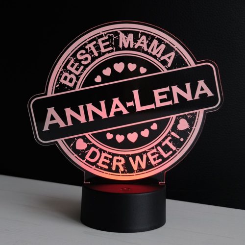 LED-Dekolicht Button Beste Mama mit Wunschnamen