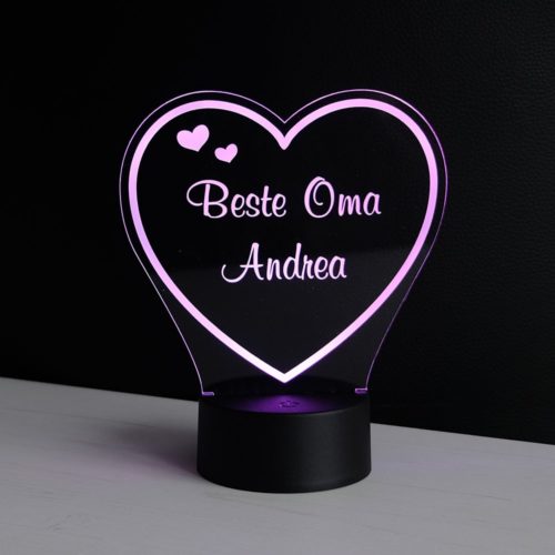 Herz LED-Dekolicht für Oma mit Wunschnamen