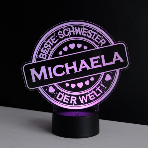 LED-Deko-Licht Beste Schwester mit Namensgravur